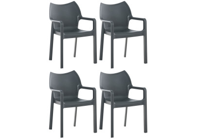 Ensemble de 4 chaises Diva, gris foncé