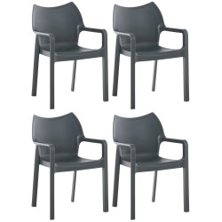 Ensemble de 4 chaises Diva, gris foncé