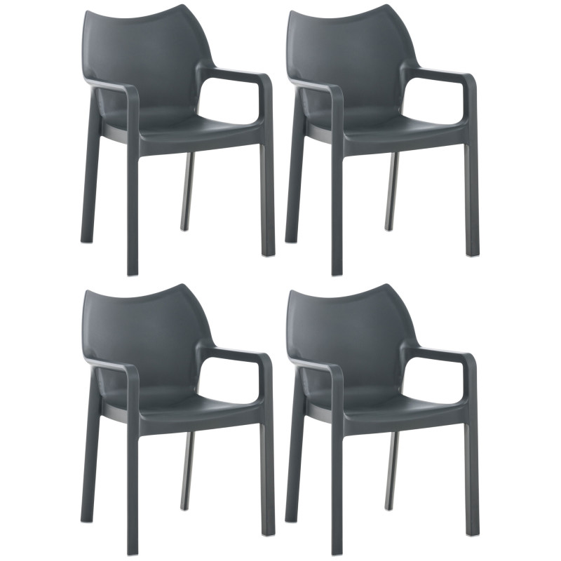 Ensemble de 4 chaises Diva, gris foncé