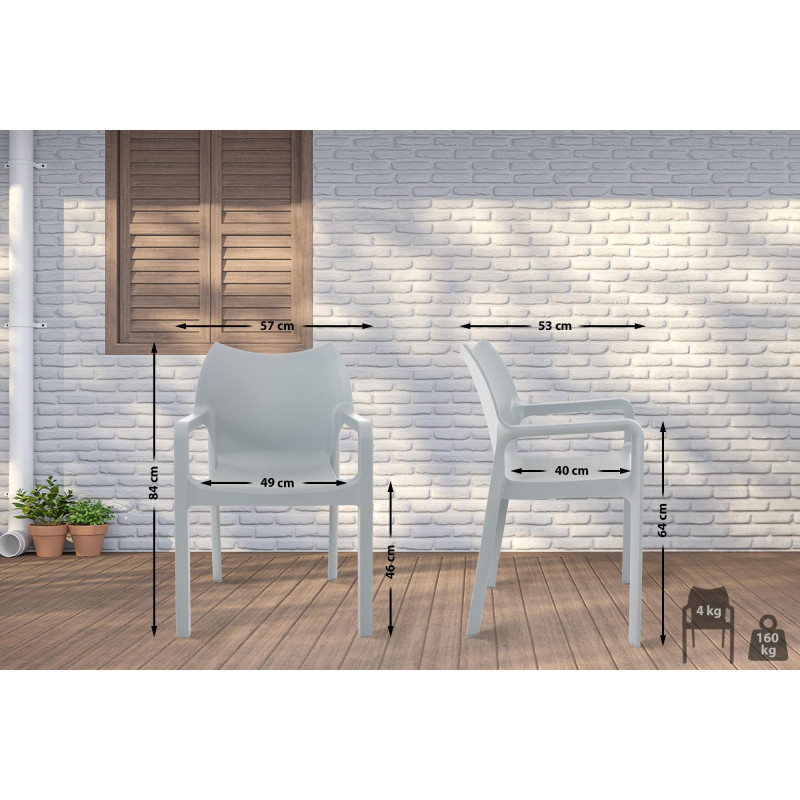 Ensemble de 4 chaises Diva, gris clair