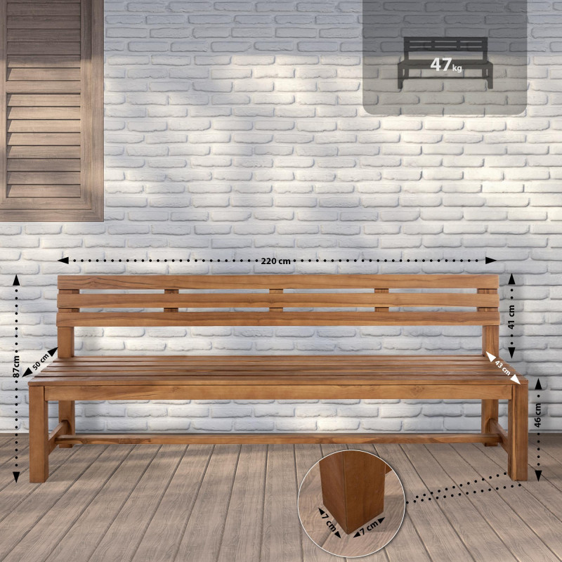 Banc en teck Augusta 220 cm
