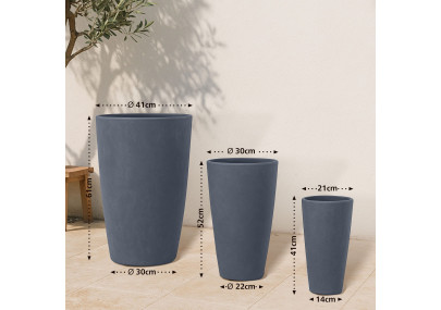 Ensemble de 3 pots de fleurs anthracite