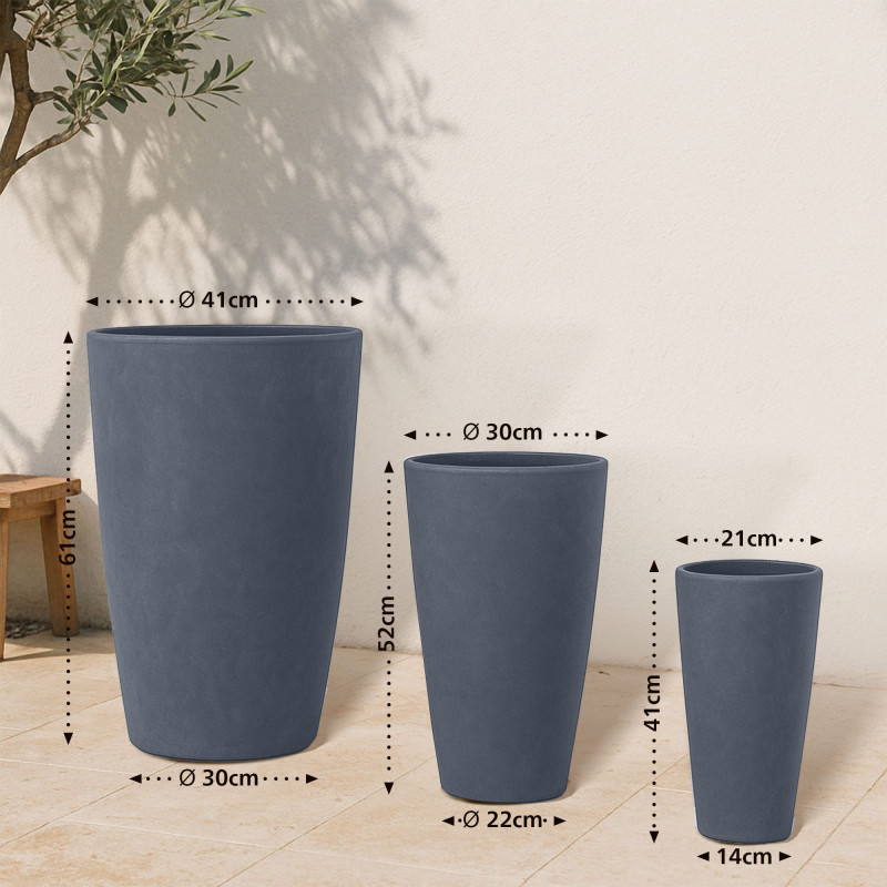 Ensemble de 3 pots de fleurs anthracite