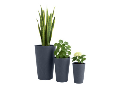 Ensemble de 3 pots de fleurs anthracite