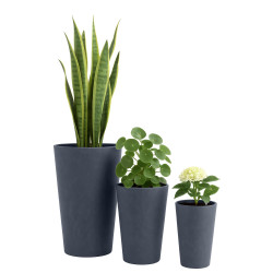 Ensemble de 3 pots de fleurs anthracite