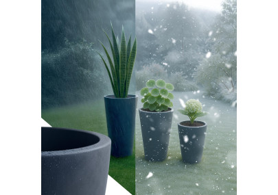 Ensemble de 3 pots de fleurs anthracite