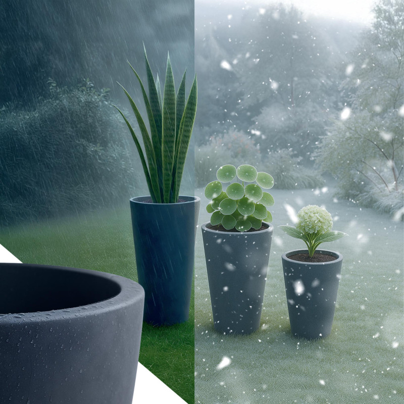 Ensemble de 3 pots de fleurs anthracite