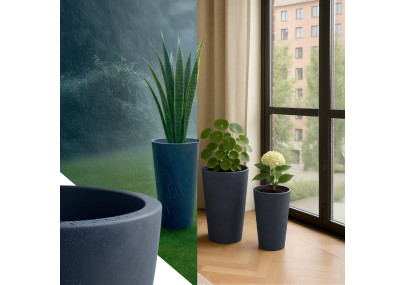 Ensemble de 3 pots de fleurs anthracite