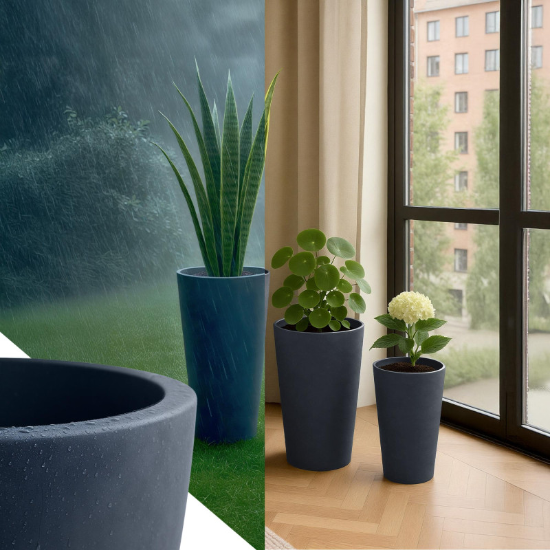 Ensemble de 3 pots de fleurs anthracite