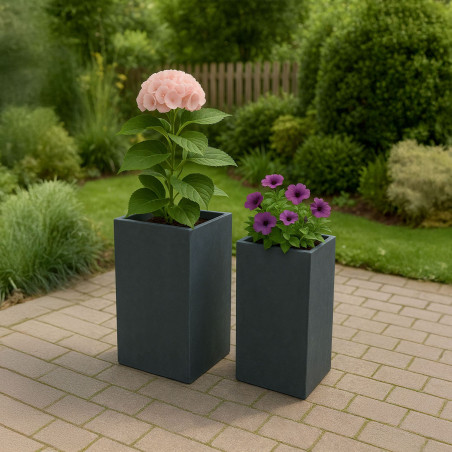 Ensemble de 2 pots de fleurs, 3 anthracite