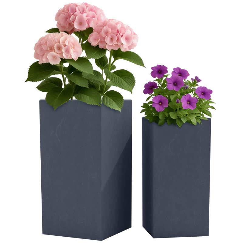 Ensemble de 2 pots de fleurs, 3 anthracite
