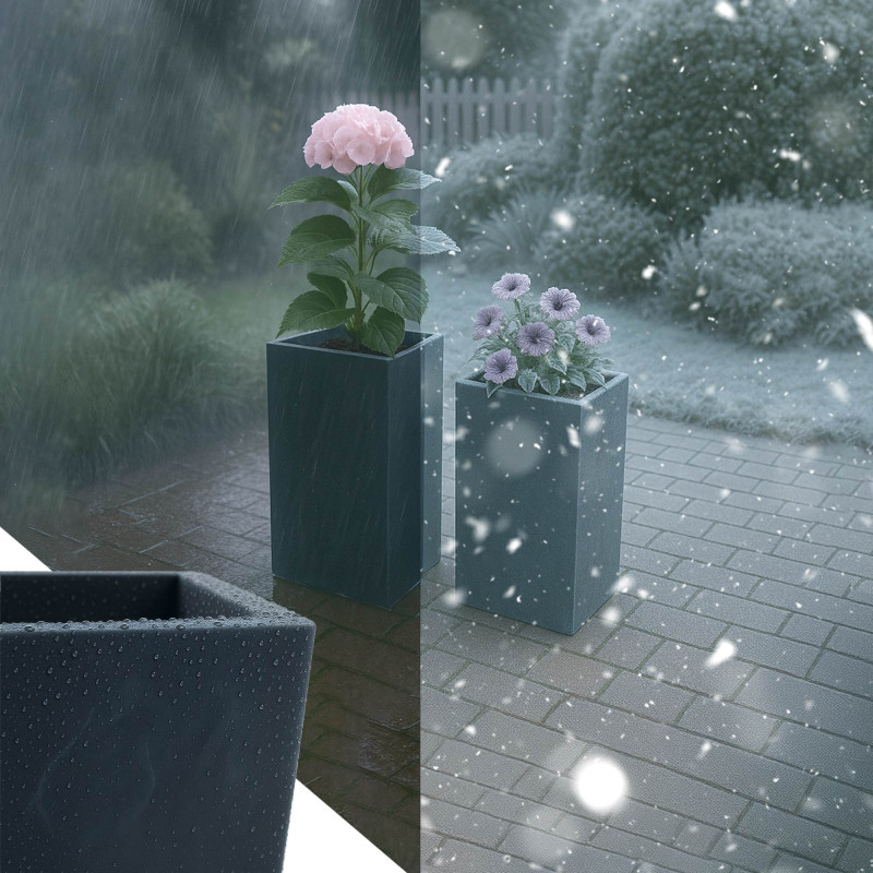 Ensemble de 2 pots de fleurs, 3 anthracite