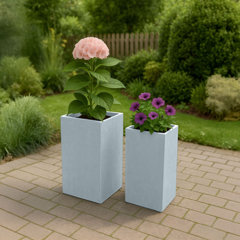 Lot de 2 pots de fleurs, 3 gris