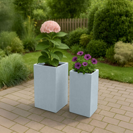 Lot de 2 pots de fleurs, 3 gris