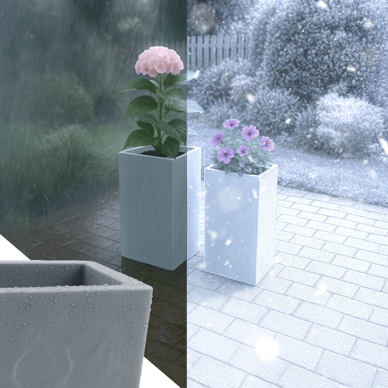 Lot de 2 pots de fleurs, 3 gris