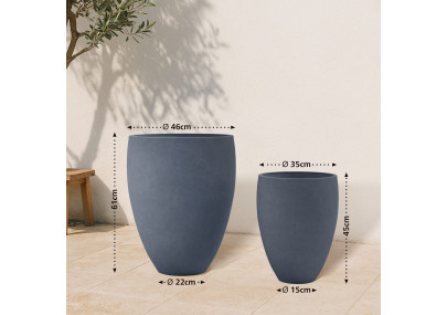 Ensemble de 2 pots de fleurs, anthracite