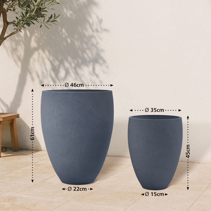 Ensemble de 2 pots de fleurs, anthracite