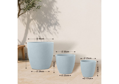 Ensemble de 3 pots de fleurs, 1 gris