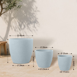 Ensemble de 3 pots de fleurs, 1 gris