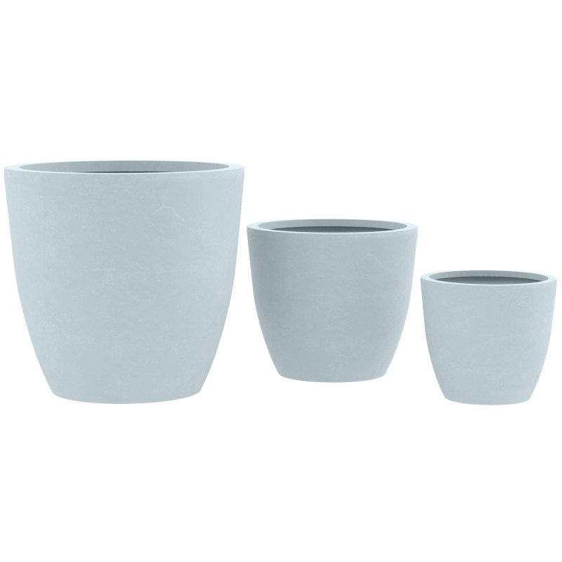 Ensemble de 3 pots de fleurs, 1 gris