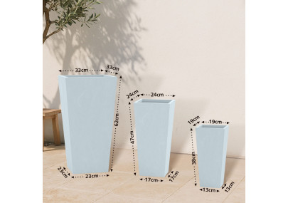 Ensemble de 3 pots de fleurs, 2 gris