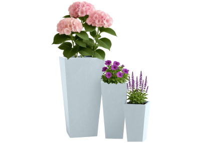 Ensemble de 3 pots de fleurs, 2 gris