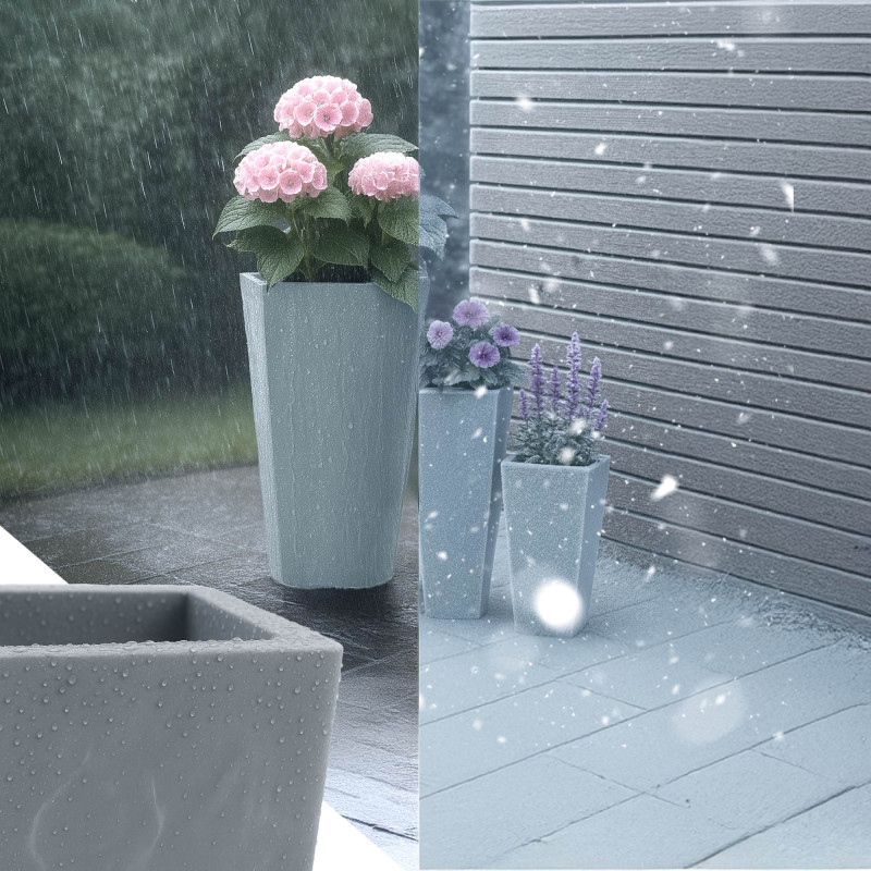 Ensemble de 3 pots de fleurs, 2 gris