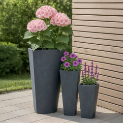 Ensemble de 3 pots de fleurs anthracite