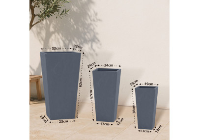 Ensemble de 3 pots de fleurs anthracite