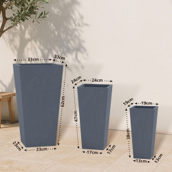 Ensemble de 3 pots de fleurs anthracite