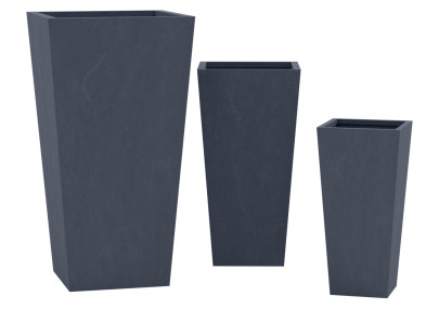 Ensemble de 3 pots de fleurs anthracite