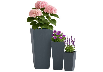 Ensemble de 3 pots de fleurs anthracite