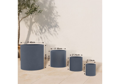 Ensemble de 4 pots de fleurs, 1 anthracite