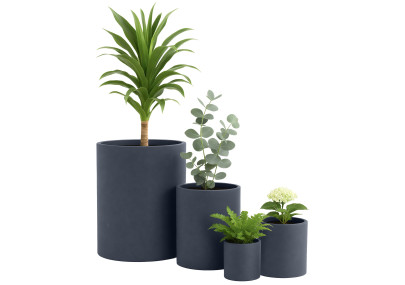 Ensemble de 4 pots de fleurs, 1 anthracite