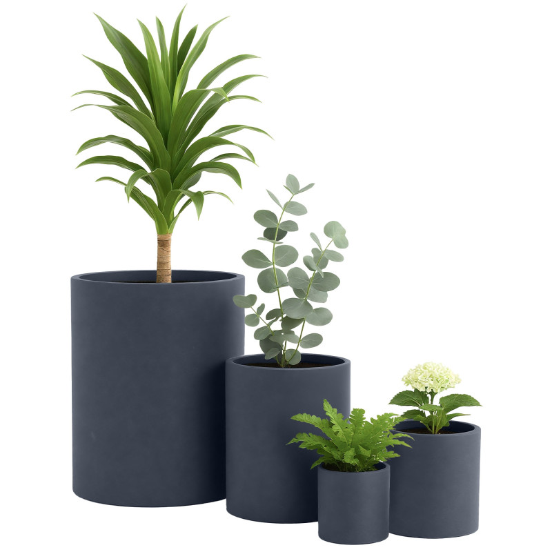 Ensemble de 4 pots de fleurs, 1 anthracite
