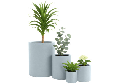 Ensemble de 4 pots de fleurs, 1 gris