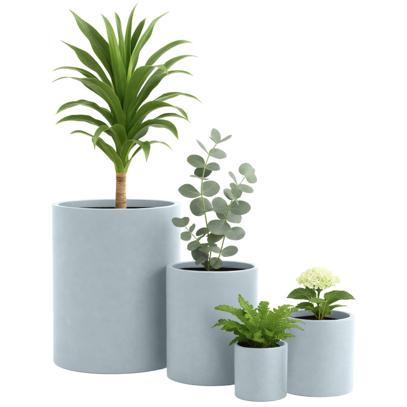 Ensemble de 4 pots de fleurs, 1 gris
