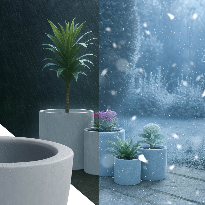 Ensemble de 4 pots de fleurs, 1 gris