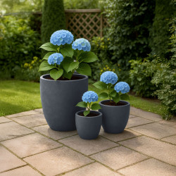 Ensemble de 3 pots de fleurs anthracite