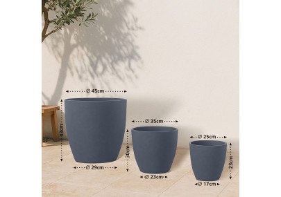Ensemble de 3 pots de fleurs anthracite
