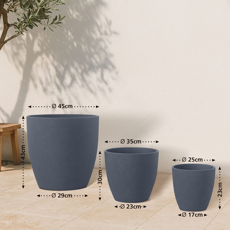 Ensemble de 3 pots de fleurs anthracite