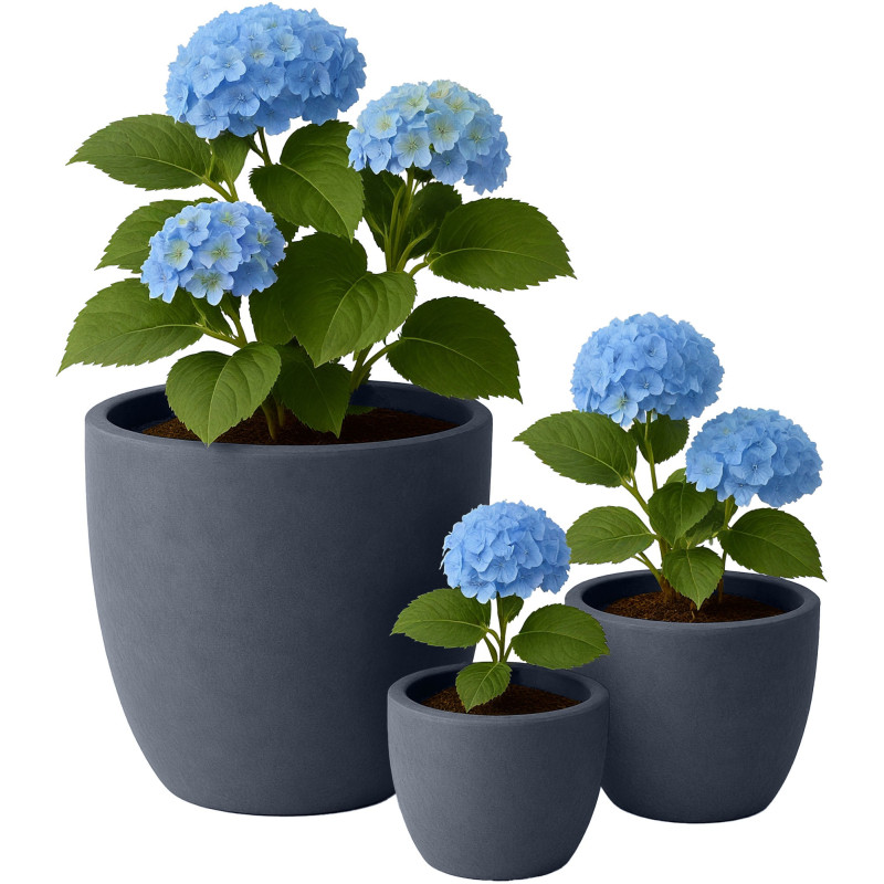 Ensemble de 3 pots de fleurs anthracite