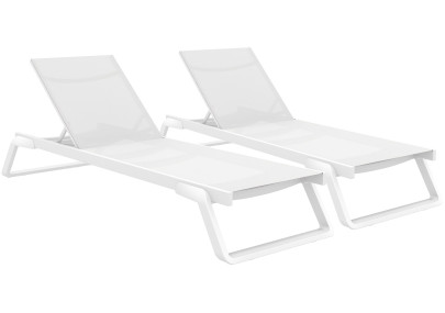 Ensemble de 2 chaises longues Tropic blanches