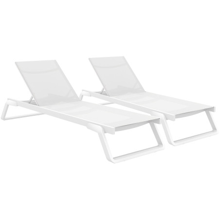 Ensemble de 2 chaises longues Tropic blanches