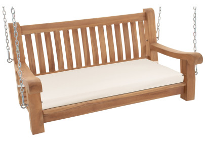 Banc à bascule Joyce avec coussin d'assise 120 cm + teck crème