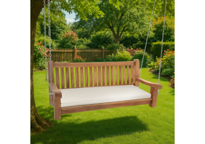 Banc à bascule Joyce avec coussin d'assise 150 cm + teck crème