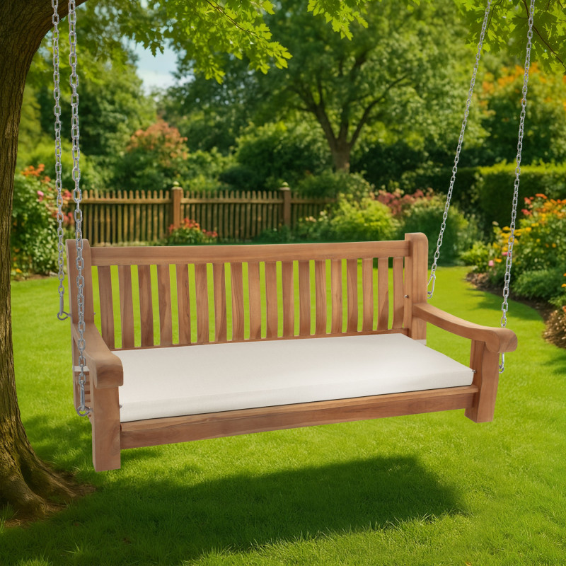 Banc à bascule Joyce avec coussin d'assise 150 cm + teck crème