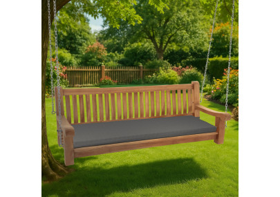 Banc suspendu Joyce avec coussin d'assise 180 cm + teck gris foncé