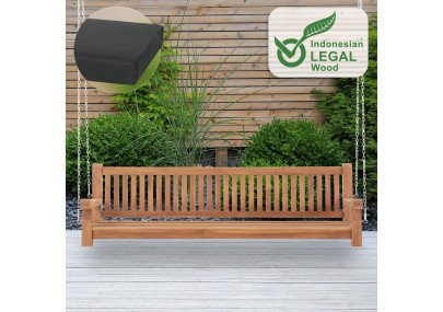 Balancelle Joyce avec coussin d'assise 220 cm + teck gris foncé