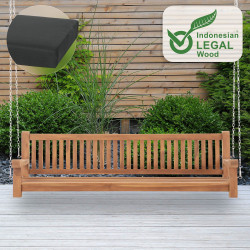 Balancelle Joyce avec coussin d'assise 220 cm + teck gris foncé